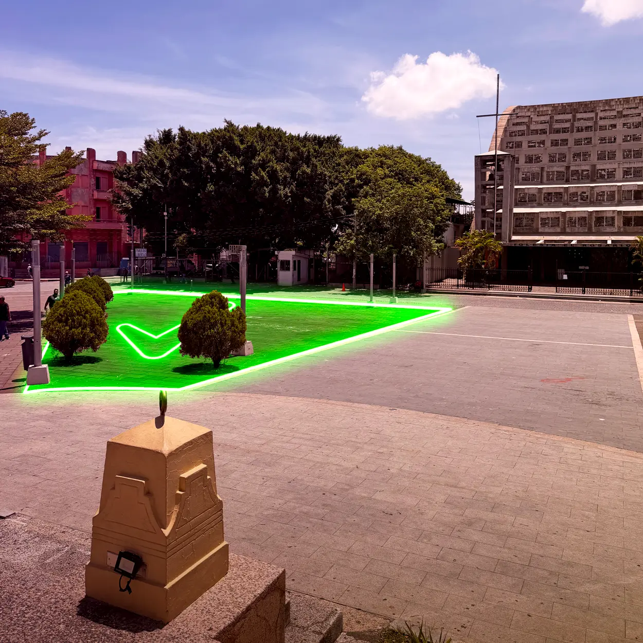 Zona autorizada de despegue y aterrizaje en Plaza Libertad
